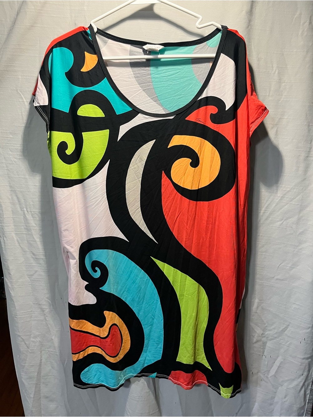 Trina turk Aquarius print caftan/ cover up tunic dress large